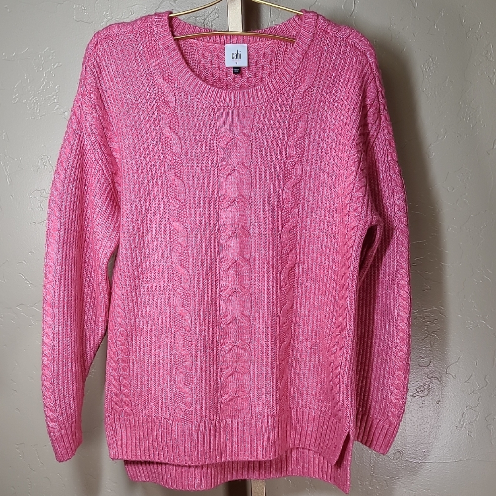 Cabi Vibrant Pink Cable Knit Sweater